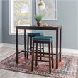 Pemberly Row 3-Piece Bar Dining Set with Blue Faux Leather Seats