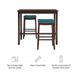 Pemberly Row 3-Piece Bar Dining Set with Blue Faux Leather Seats