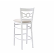 Pemberly Row Bar Stools Set of Two with White Beechwood Frame and Beige Seats