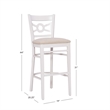 Pemberly Row Bar Stools Set of Two with White Beechwood Frame and Beige Seats