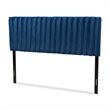 Pemberly Row Navy Blue Velvet Full-Size Headboard with Dark Brown Legs