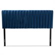Pemberly Row Navy Blue Velvet Full-Size Headboard with Dark Brown Legs