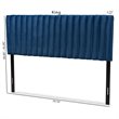 Pemberly Row Navy Blue Velvet Full-Size Headboard with Dark Brown Legs