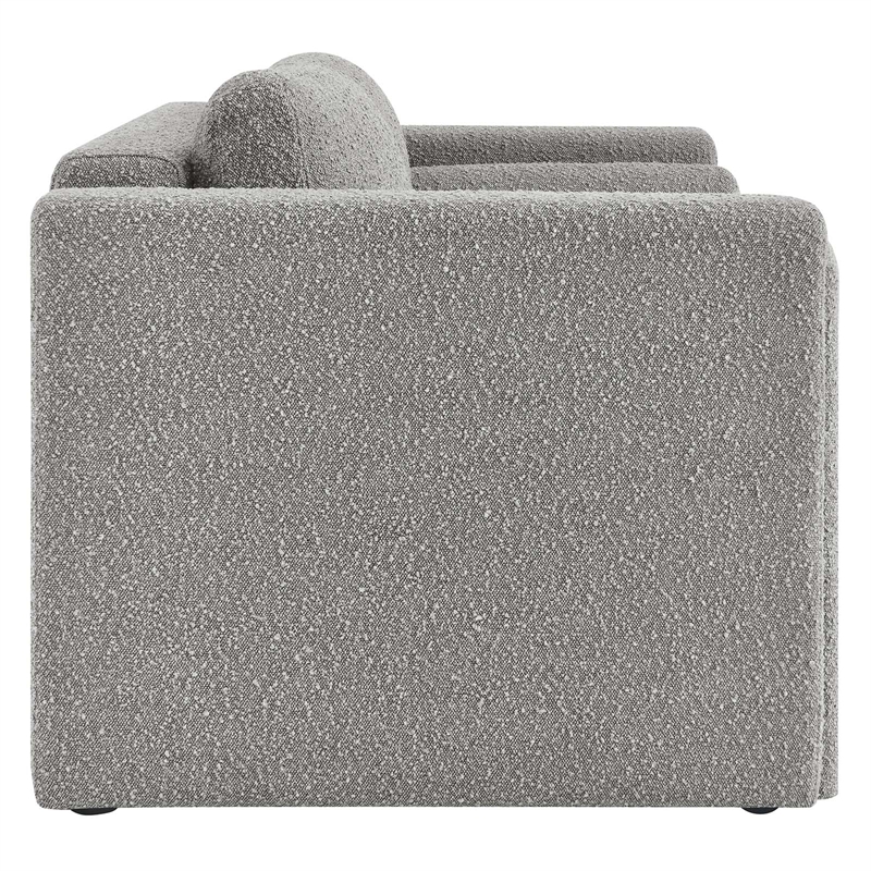 Pemberly Row Upholstered Boucle Fabric Loveseat in Light Gray