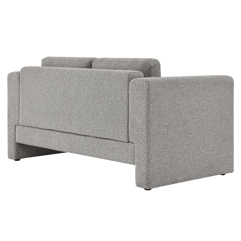 Pemberly Row Upholstered Boucle Fabric Loveseat in Light Gray