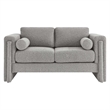 Pemberly Row Upholstered Boucle Fabric Loveseat in Light Gray