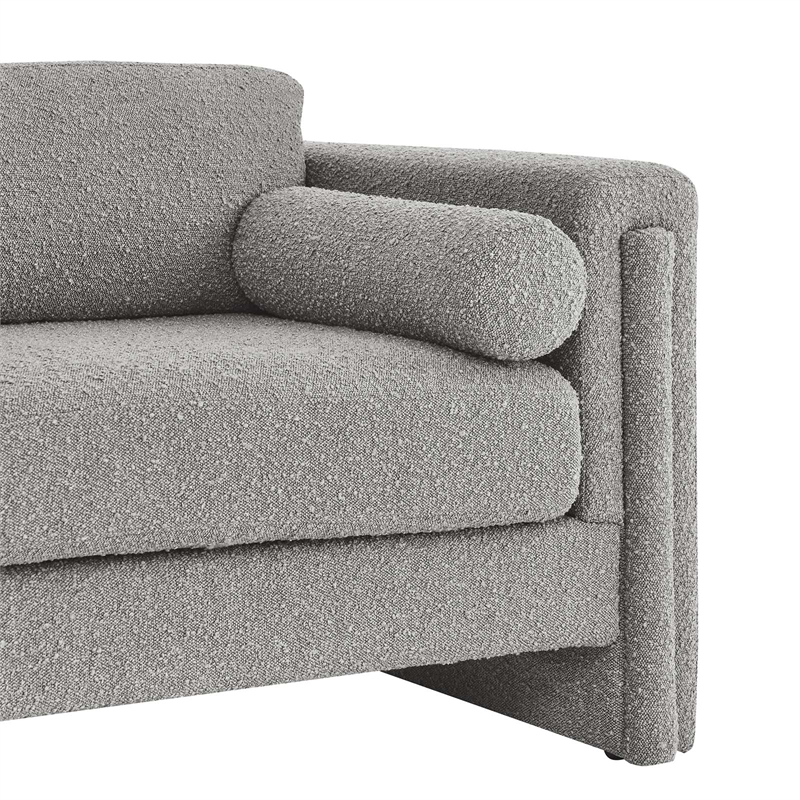 Pemberly Row Upholstered Boucle Fabric Loveseat in Light Gray
