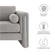 Pemberly Row Upholstered Boucle Fabric Loveseat in Light Gray