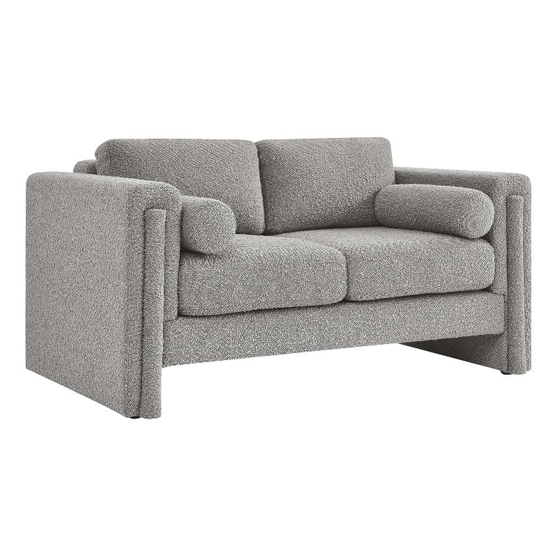 Pemberly Row Upholstered Boucle Fabric Loveseat in Light Gray