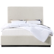 Pemberly Row Queen Bed Linen Textured Fabric Headboard in Beige