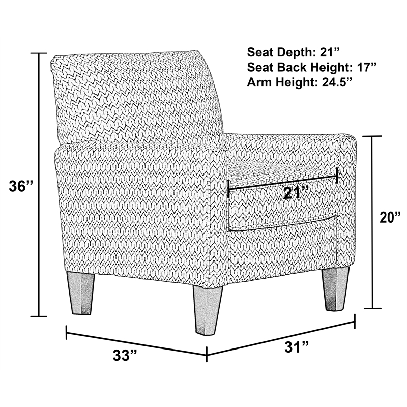 Pemberly Row Hardy Accent Chair in Patterned Gray Upholstery with Coil Seating