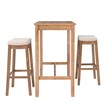 Pemberly Row 3-Piece Bar Dining Set with Upholstered Seats in Natural Brown