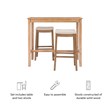 Pemberly Row 3-Piece Bar Dining Set with Upholstered Seats in Natural Brown