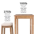 Pemberly Row 3-Piece Bar Dining Set with Upholstered Seats in Natural Brown