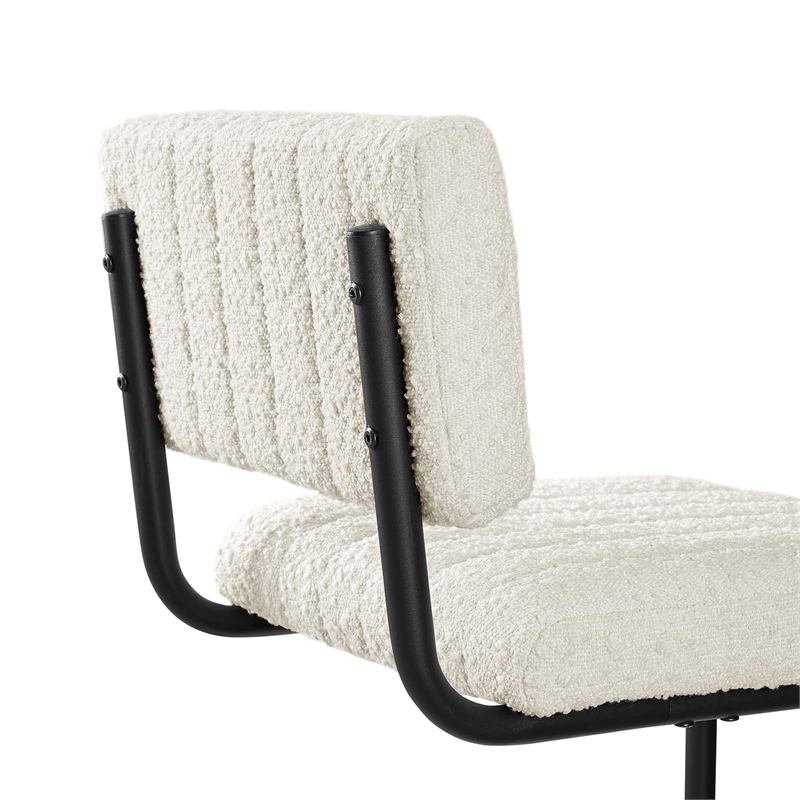 Pemberly Row Bar Stool Set of 2 in Boucle Fabric with Black Ivory Finish