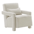 Pemberly Row Boucle Fabric Armchair with Spring Support in Ivory