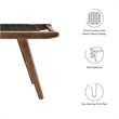 Pemberly Row Leather & Wood Bench with Woven Black Design in Walnut