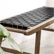 Pemberly Row Leather & Wood Bench with Woven Black Design in Walnut