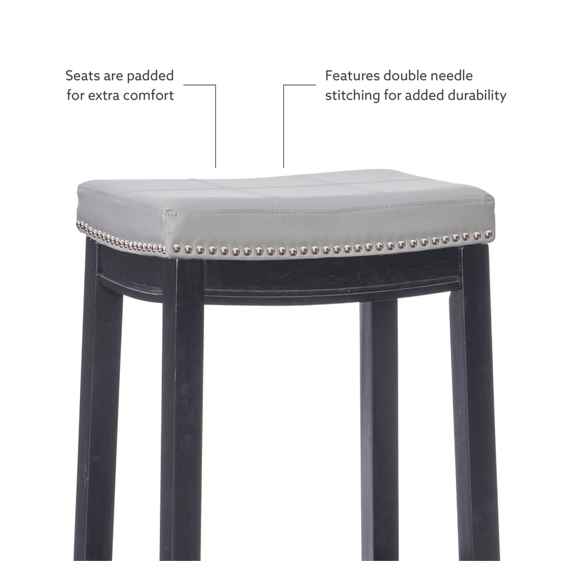 Pemberly Row 3-Piece Bar Dining Set Grey Faux Leather and Black Finish