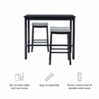 Pemberly Row 3-Piece Bar Dining Set Grey Faux Leather and Black Finish
