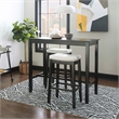 Pemberly Row 3-Piece Bar Dining Set White Faux Leather and Black Finish