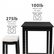 Pemberly Row 3-Piece Bar Dining Set White Faux Leather and Black Finish