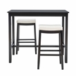 Pemberly Row 3-Piece Bar Dining Set White Faux Leather and Black Finish
