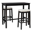 Pemberly Row 3-Piece Bar Dining Set White Faux Leather and Black Finish