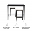 Pemberly Row 3-Piece Bar Dining Set White Faux Leather and Black Finish