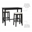 Pemberly Row 3-Piece Bar Dining Set White Faux Leather and Black Finish
