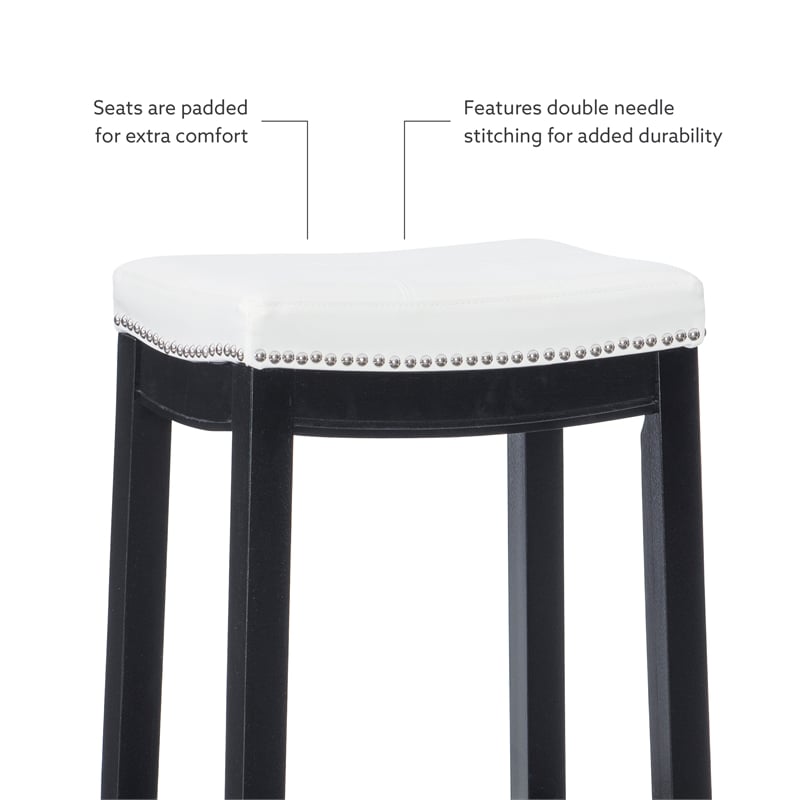 Pemberly Row 3-Piece Bar Dining Set White Faux Leather and Black Finish