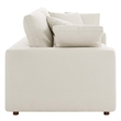 Pemberly Row Upholstered Modern Fabric Loveseat in Light Beige with Wood Frame