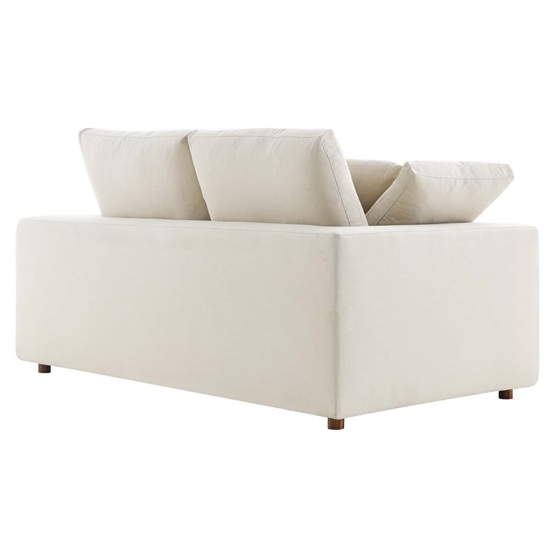 Pemberly Row Upholstered Modern Fabric Loveseat in Light Beige with Wood Frame