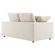 Pemberly Row Upholstered Modern Fabric Loveseat in Light Beige with Wood Frame