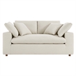 Pemberly Row Upholstered Modern Fabric Loveseat in Light Beige with Wood Frame
