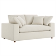Pemberly Row Upholstered Modern Fabric Loveseat in Light Beige with Wood Frame