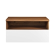 Pemberly Row 1-Shelf Wall-Mount Nightstand in Walnut and White Laminate