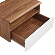 Pemberly Row 1-Shelf Wall-Mount Nightstand in Walnut and White Laminate