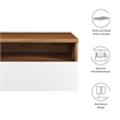 Pemberly Row 1-Shelf Wall-Mount Nightstand in Walnut and White Laminate