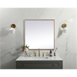 Pemberly Row Square Modern Vanity Mirror in Metal and MDF Brass Finish