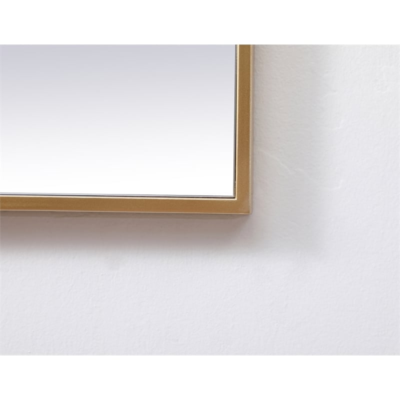 Pemberly Row Square Modern Vanity Mirror in Metal and MDF Brass Finish