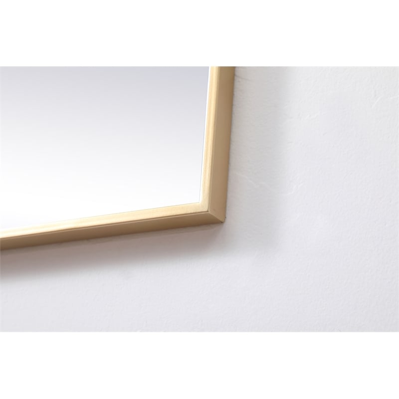 Pemberly Row Square Modern Vanity Mirror in Metal and MDF Brass Finish