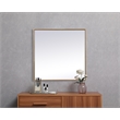 Pemberly Row Square Modern Vanity Mirror in Metal and MDF Brass Finish