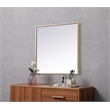 Pemberly Row Square Modern Vanity Mirror in Metal and MDF Brass Finish