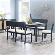 Pemberly Row Set of 2 Dining Chairs in Acacia Wood and Charcoal Gray