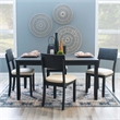 Pemberly Row Set of 2 Dining Chairs in Acacia Wood and Charcoal Gray