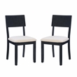 Pemberly Row Set of 2 Dining Chairs in Acacia Wood and Charcoal Gray