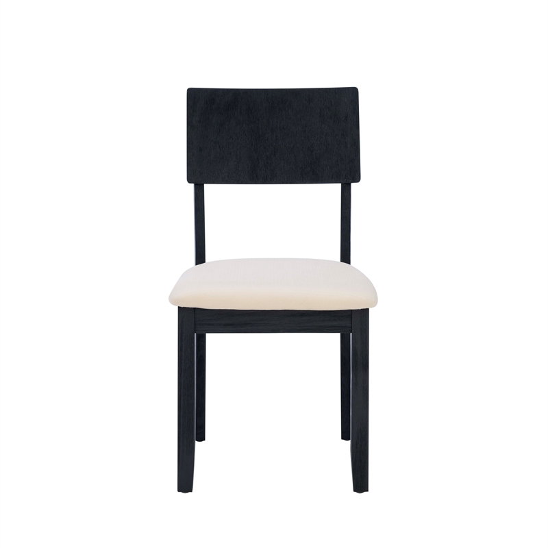 Pemberly Row Set of 2 Dining Chairs in Acacia Wood and Charcoal Gray