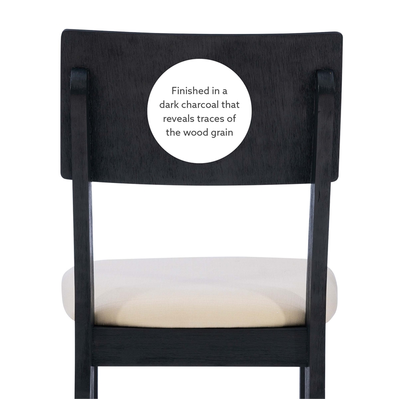 Pemberly Row Set of 2 Dining Chairs in Acacia Wood and Charcoal Gray