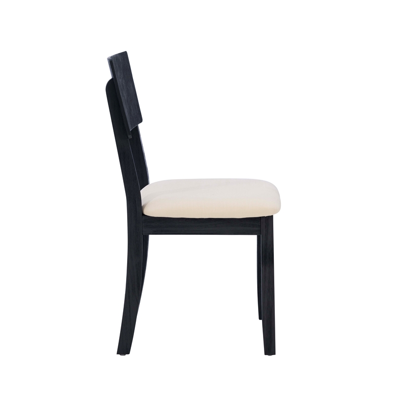 Pemberly Row Set of 2 Dining Chairs in Acacia Wood and Charcoal Gray